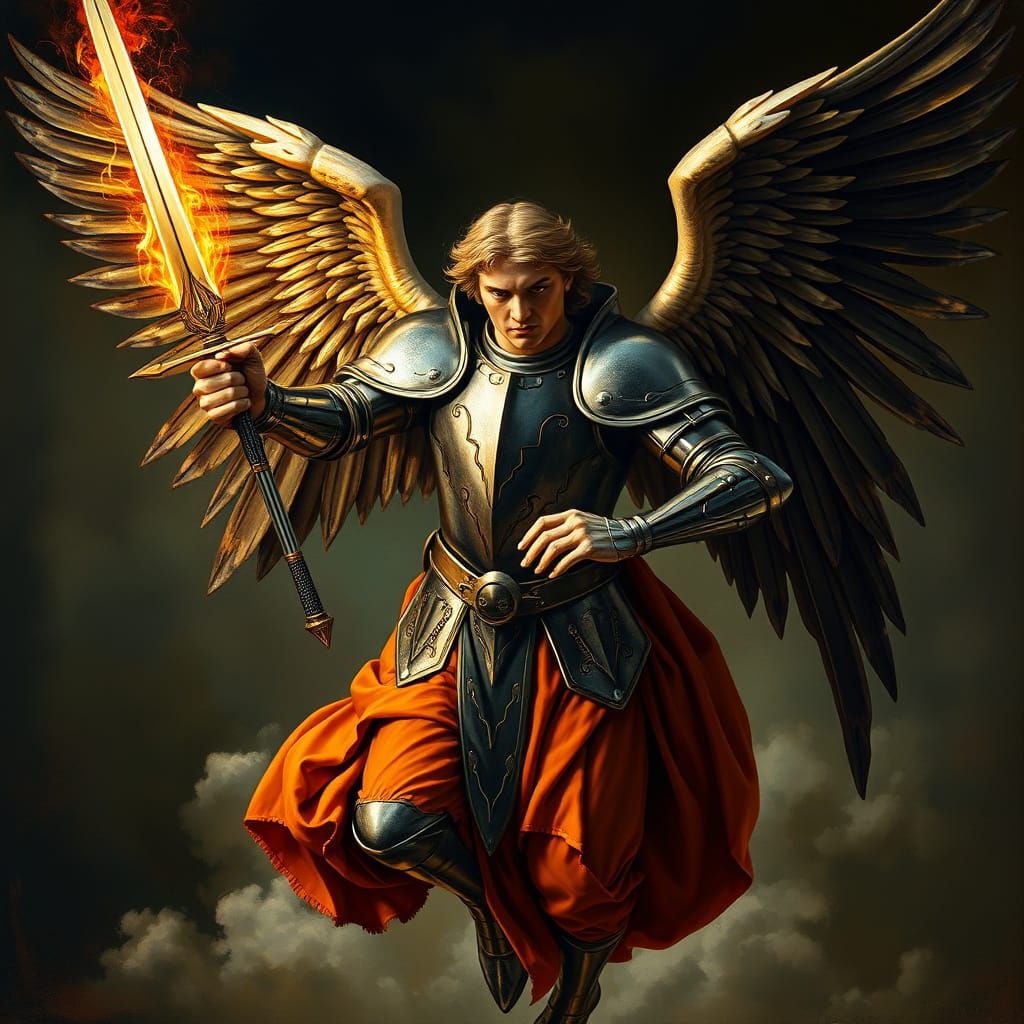 Majestic Angel Descends in Renaissance Armor