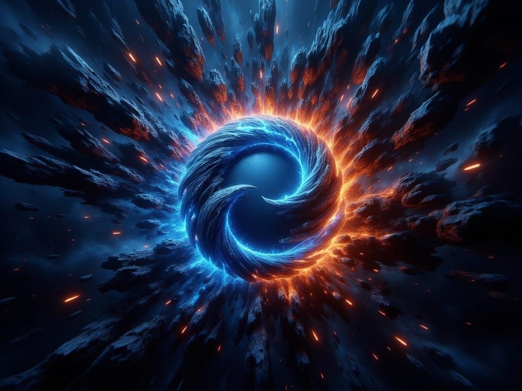 Abstract Microsoft Edge Logo in Steampunk Style