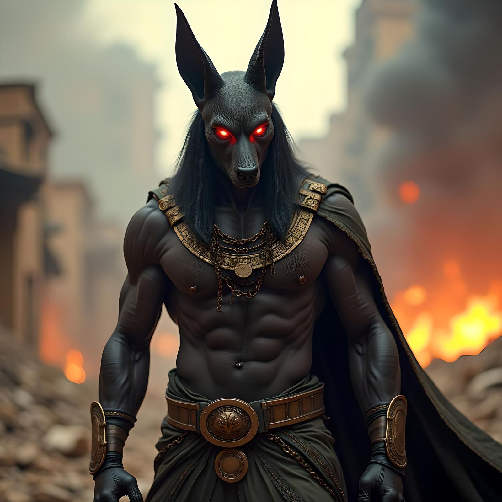 Anubis: Egyptian God of War in Military Uniform