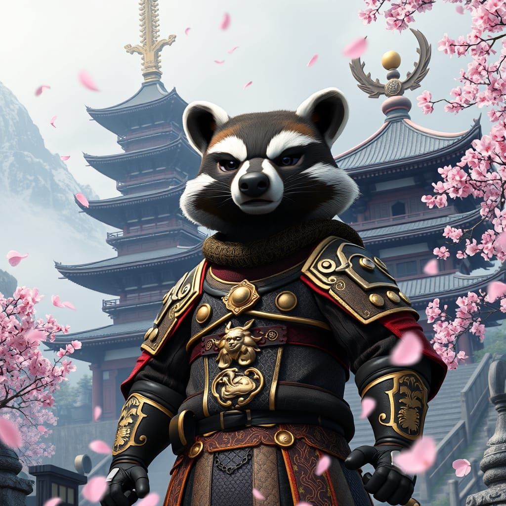 Samurai Badger in Anime Art Style