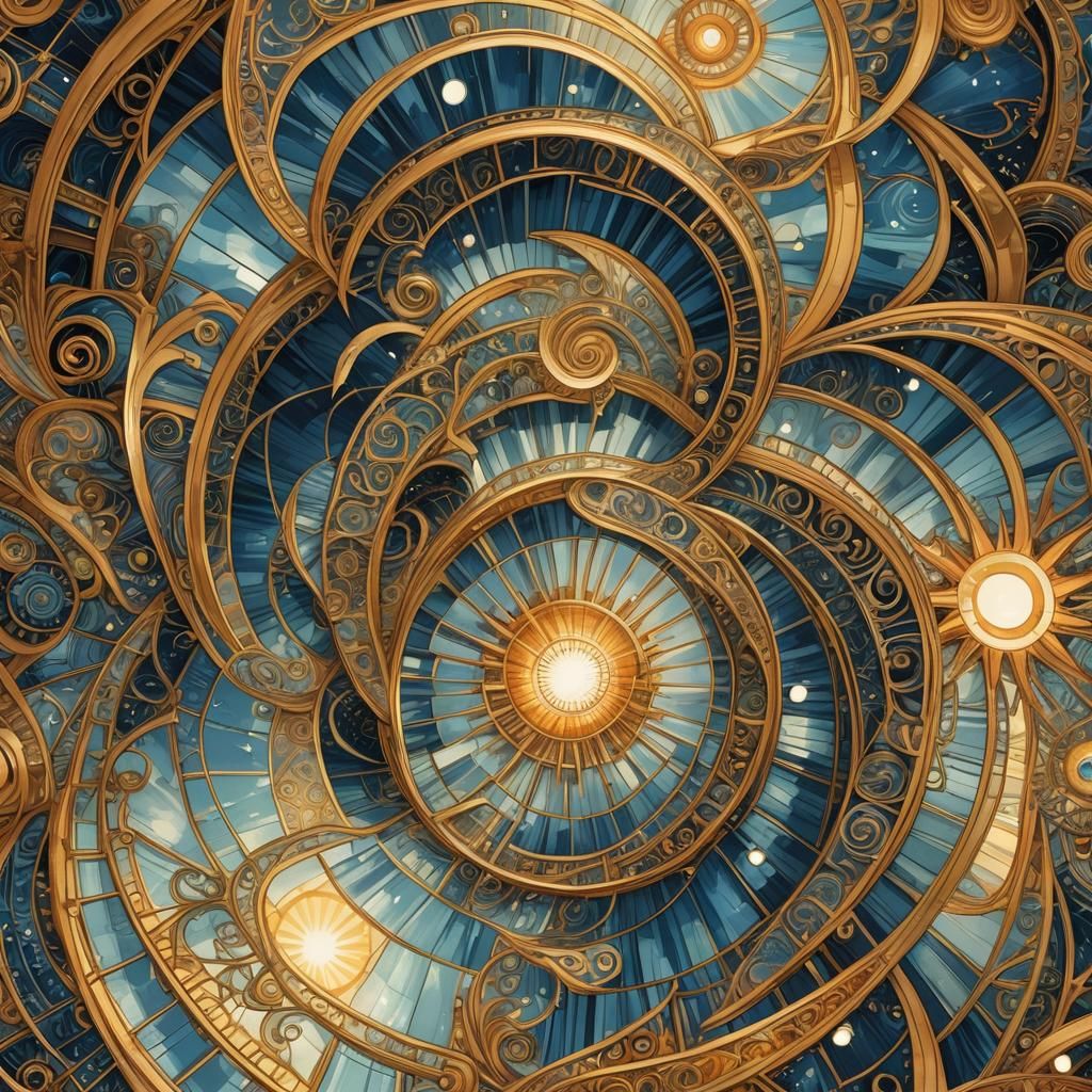 Art Deco Spirals with Sunshine Rays