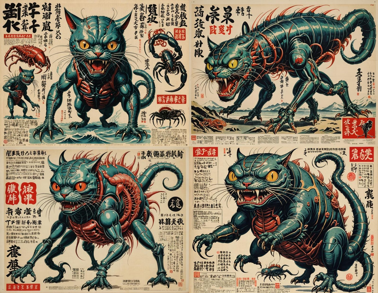 1950s Movie Poster: Mutant Crustacean Feline Hybrid