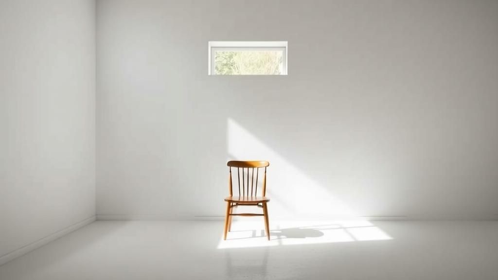Minimalist White Room with Wooden Chair, Japanese Style