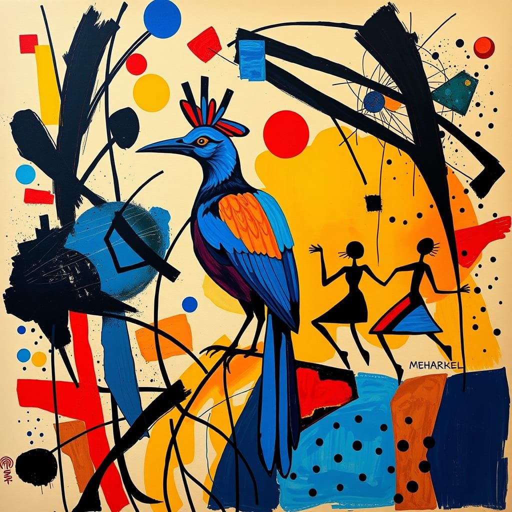 Abstract Bird in Geometric Fauvism Style