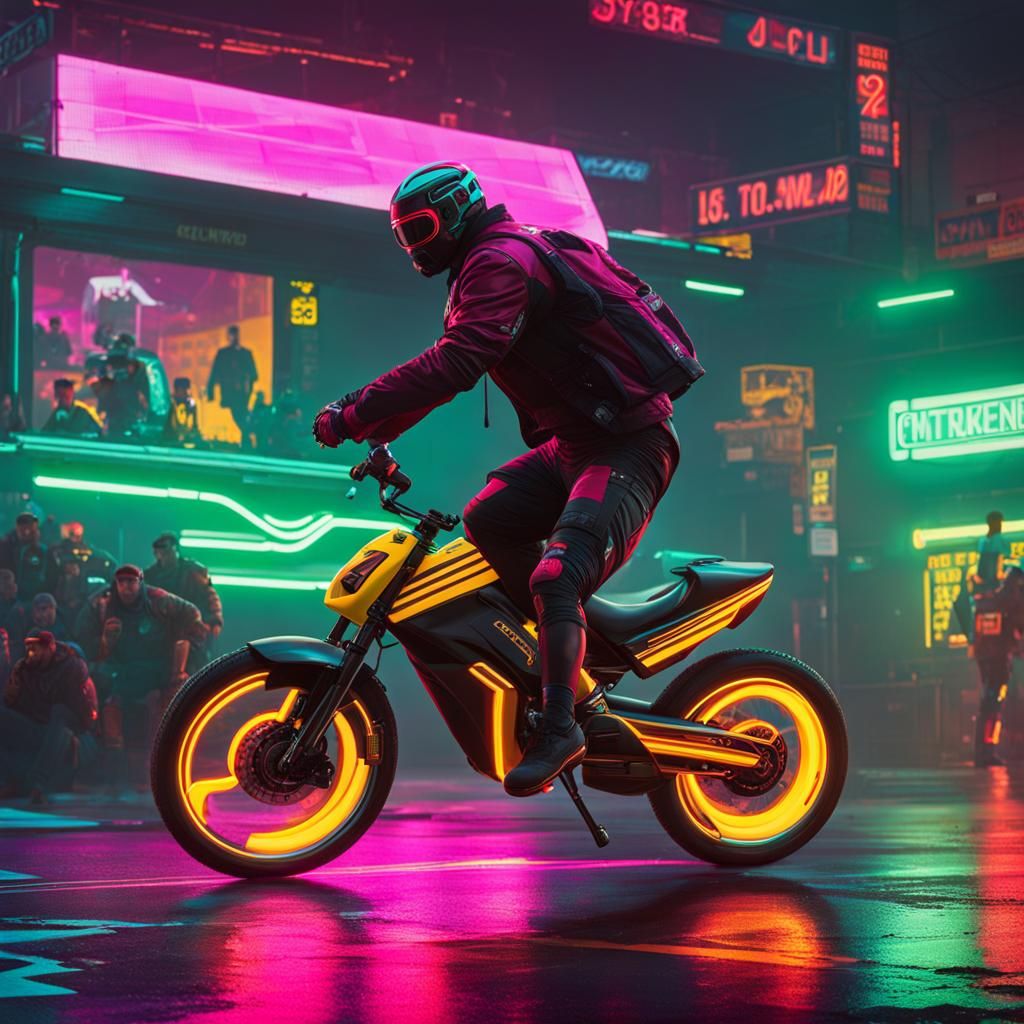 Soccer Player Bicycle Kick in Cyberpunk Style