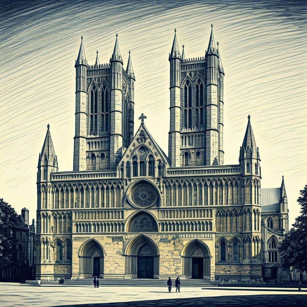 Lincoln cathedral ink drawing