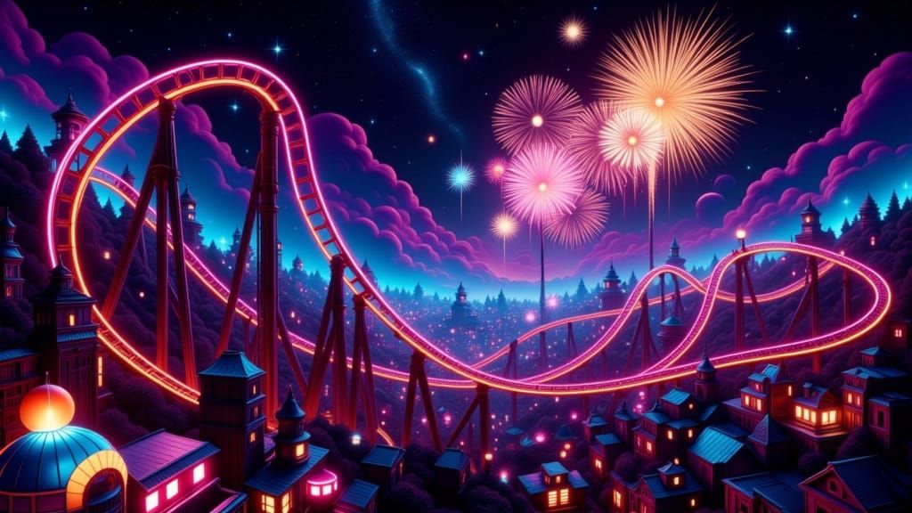 Whirlwind Night Sky Rollercoaster Thrill