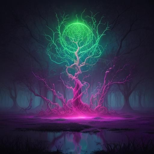 Astral Swamp Figure in Visionary Style