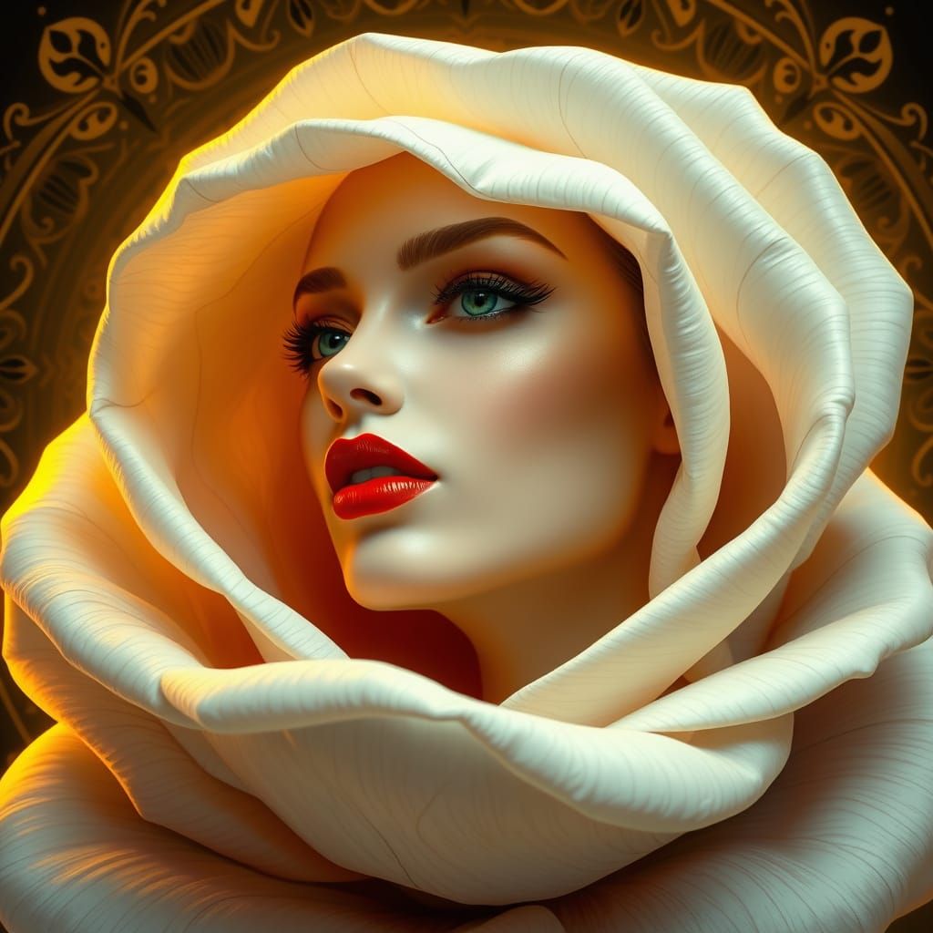 Ethereal Beauty on Velvet Rose Petal