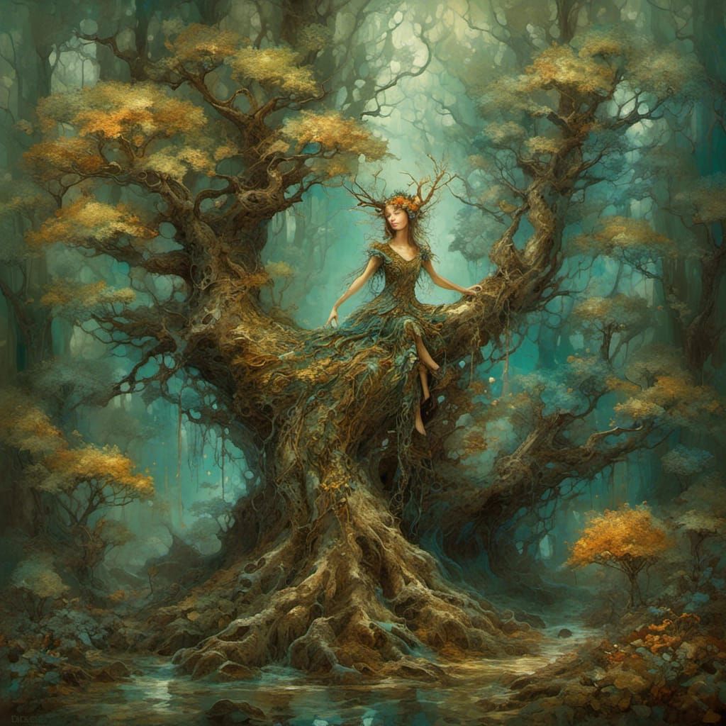 Woodland Tree Faerie in Abstract Hyperrealism