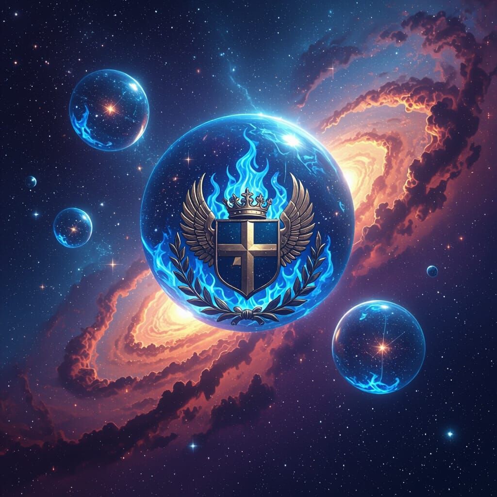 Angelic Orbs Soaring Through Vibrant Galaxy