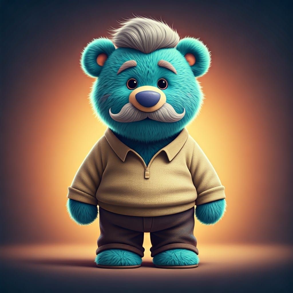 Grandpa Teddy Bear in Vibrant Colors