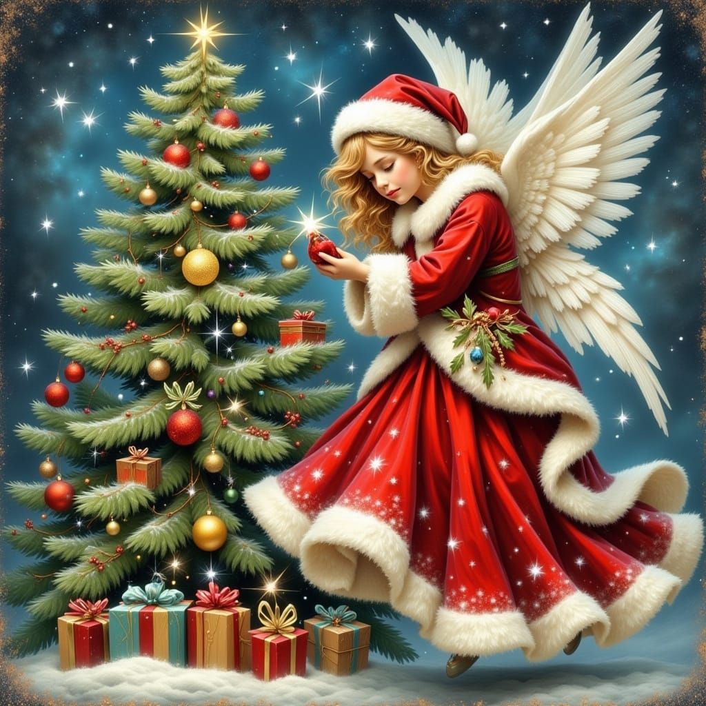 Beautiful Red White and Blue Christmas Angel