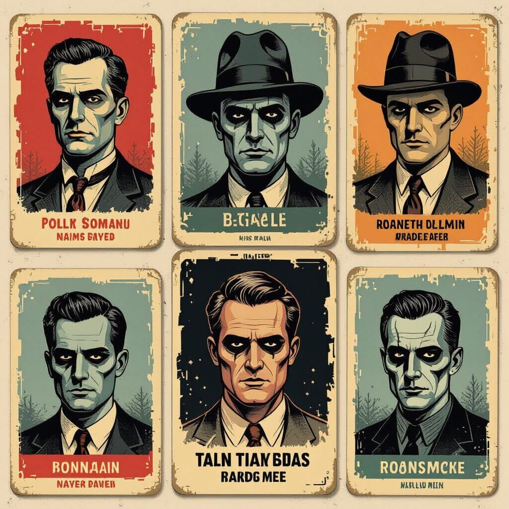 Eerie Serial Killer Trading Cards in Ash Thorp Style
