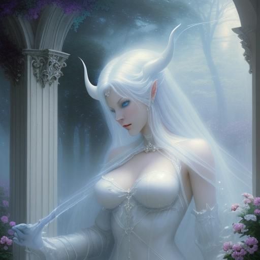 Ethereal Portrait of Blue-Eyed Woman in Luminist Style