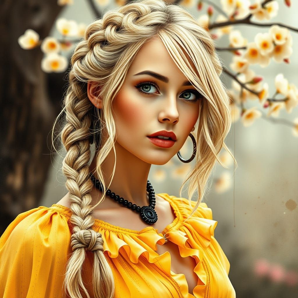 Steampunk Woman in Springtime Splendor