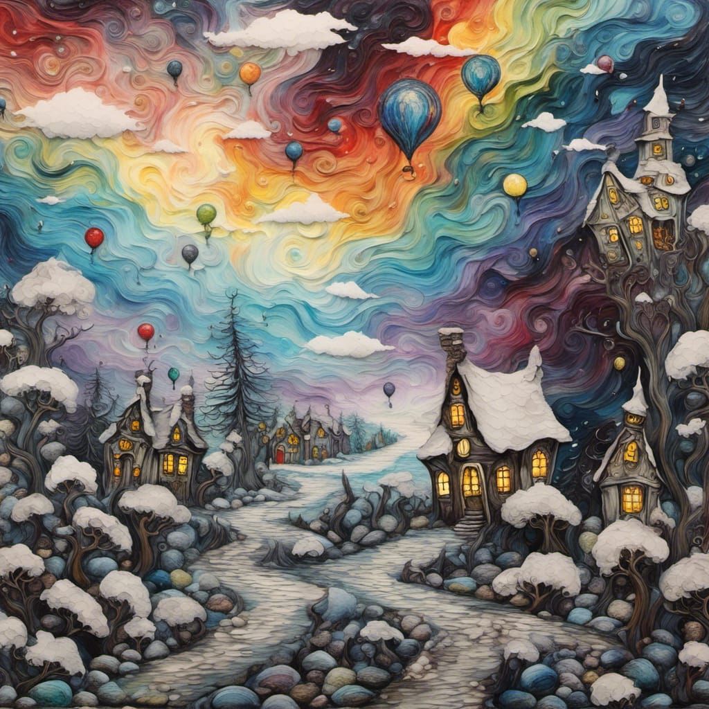 <lora:Ink Dragons2:1.0> Van Gogh's art painted by Tim Burton...