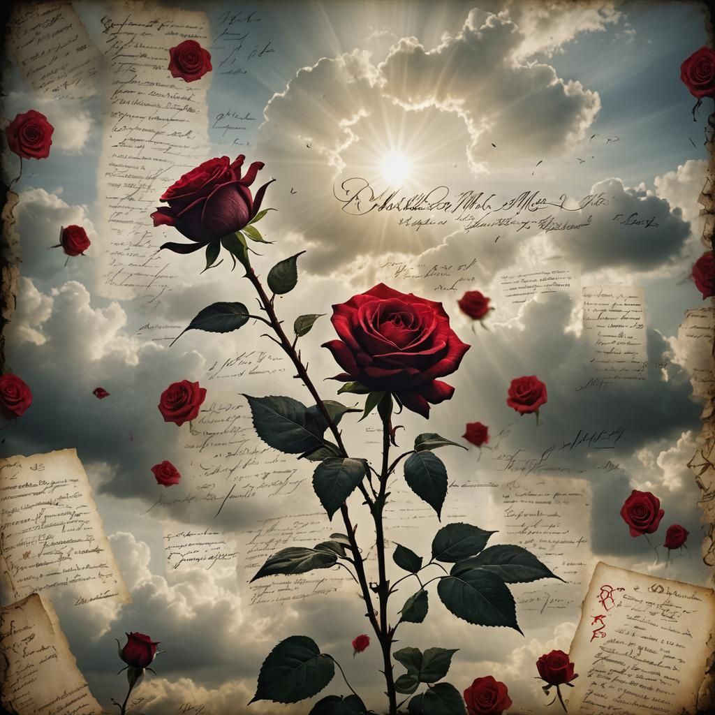 Gothic Rose Made of Bloody Love Letters