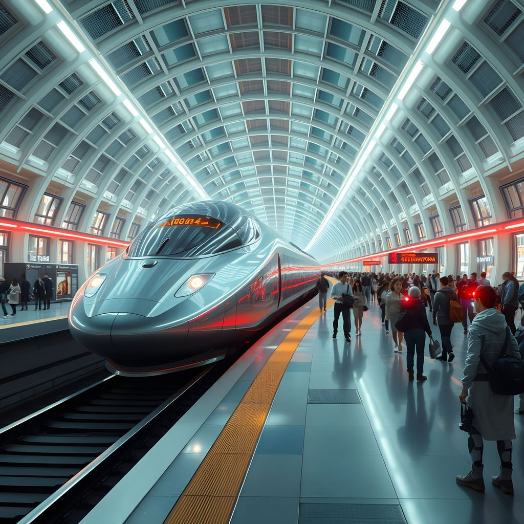 Futuristic Railway Station Interior