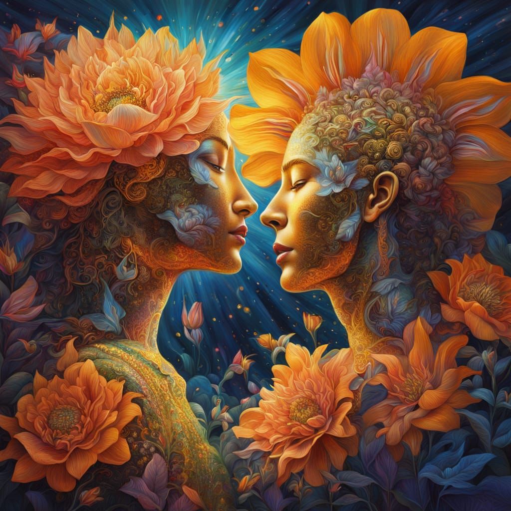 Astral Cosmic Flora Observing Each Other in Golden Hour