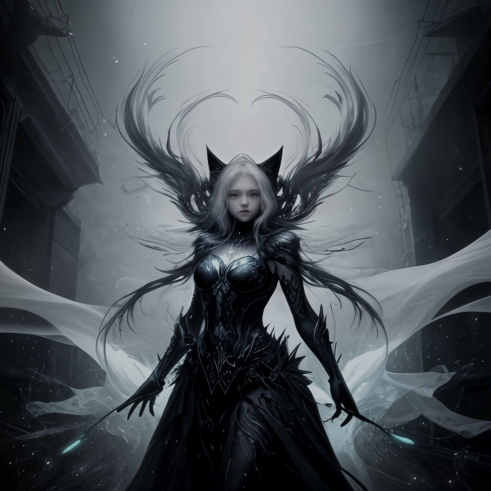 Bioluminescent Kitten Constellation Digital Painting