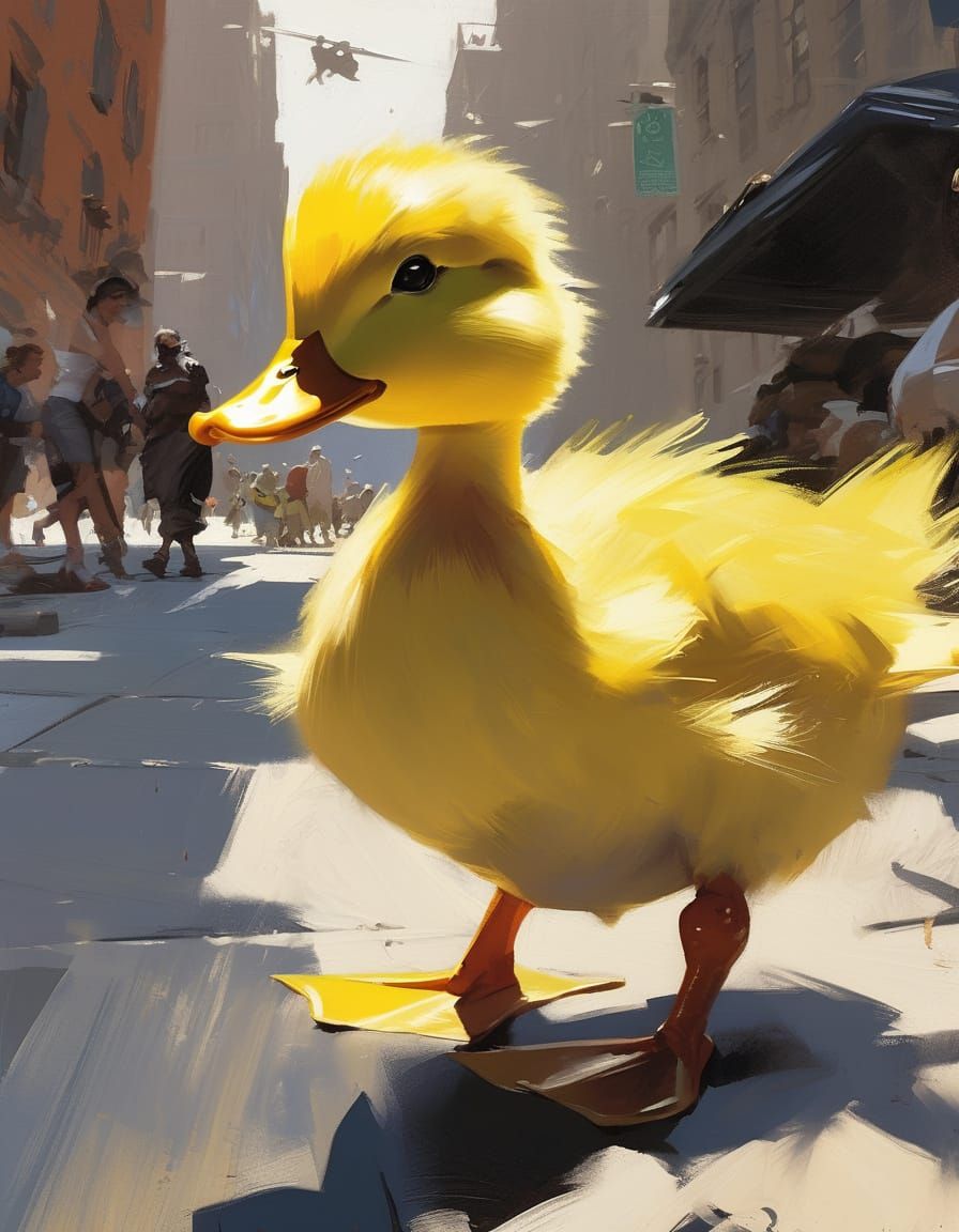 Dancing Duckling: Street Art Character in Bold Style