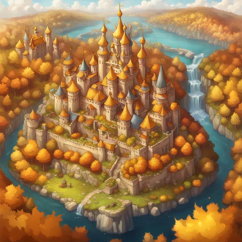 Golden Fantasy Kingdom Inspired by Ancient Russia
