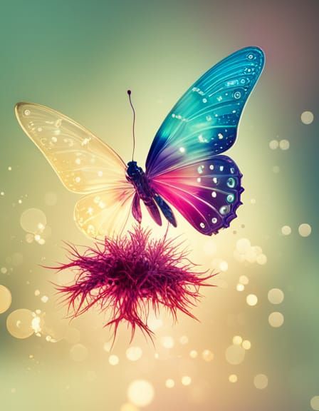 Cosmic Glass Butterfly Radiating Energy