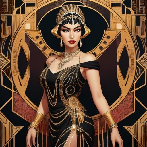 Art Deco Woman in Flapper Dress Screen Print