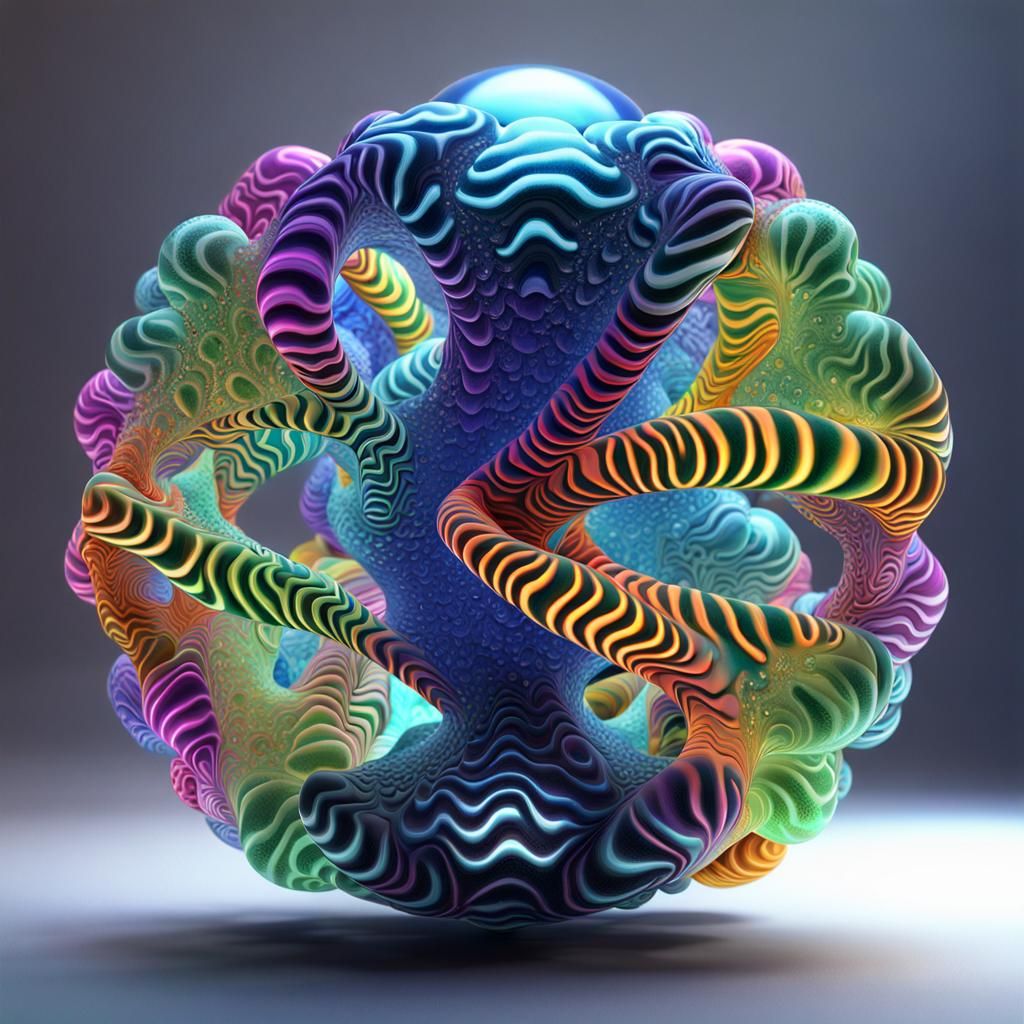 Fractal Alien Zebra Hybrid in 3D Concept Art