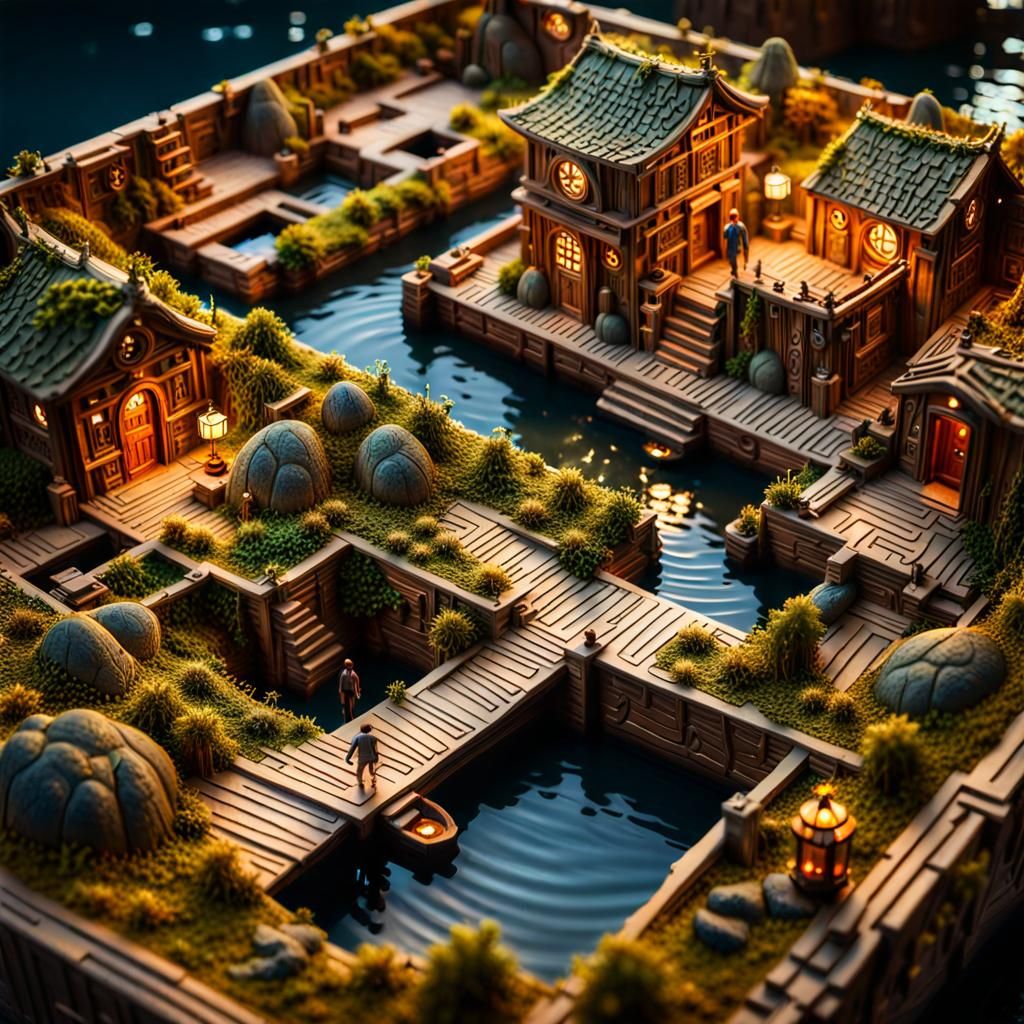 Detailed Microcosm Scene with Luminous Lighting