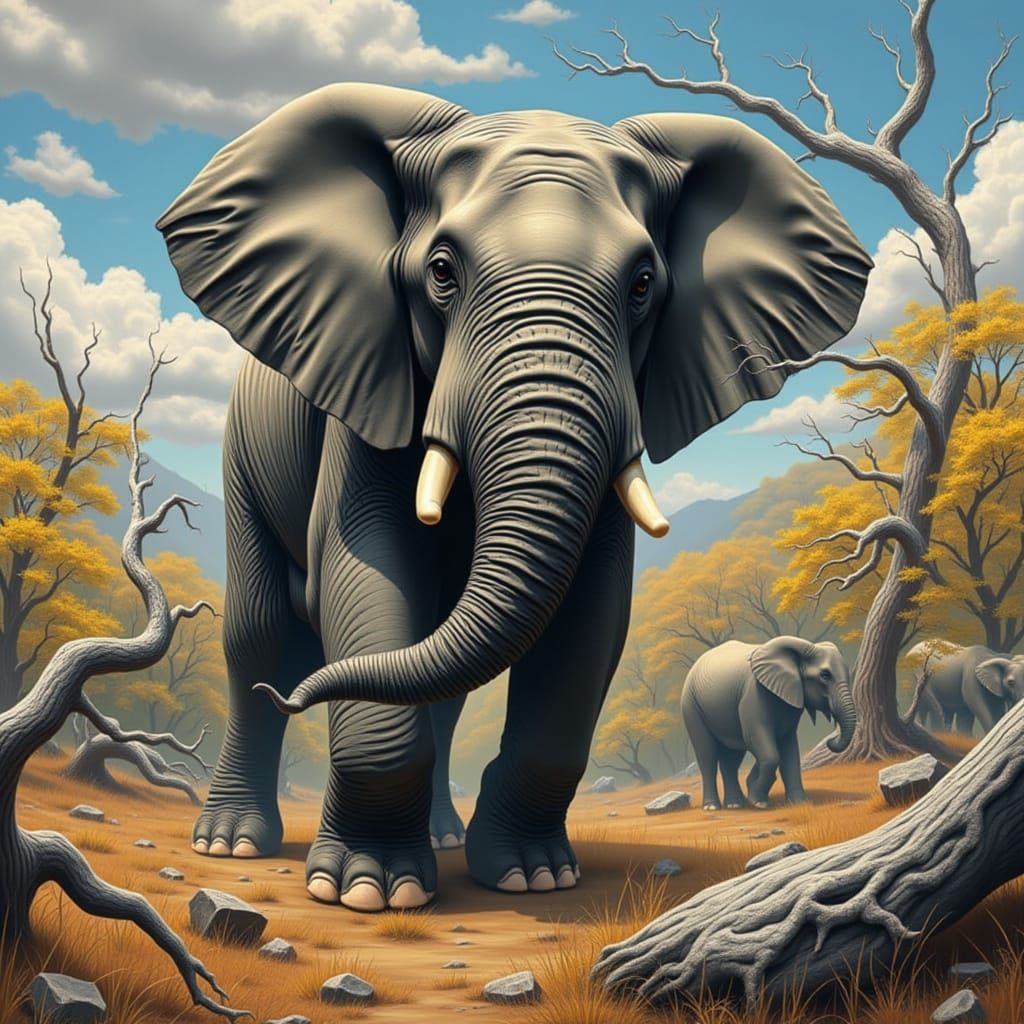 Elephant Portrait in Repka Style
