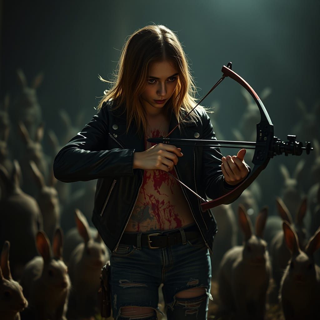 Zombie Rabbit Hunter: A Cinematic Film Still