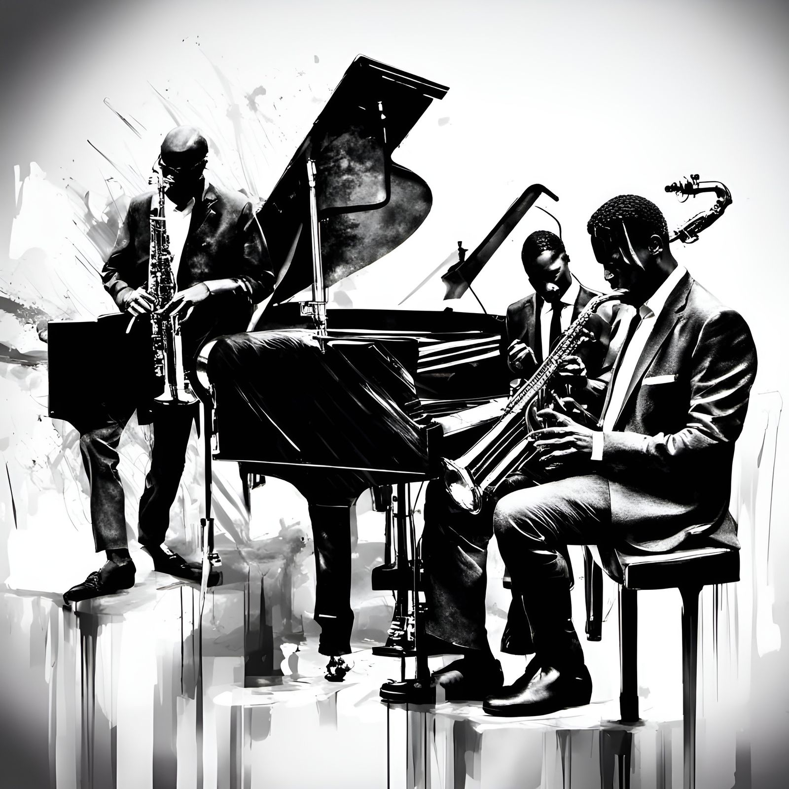 Abstract Jazz Album Cover in Black and White