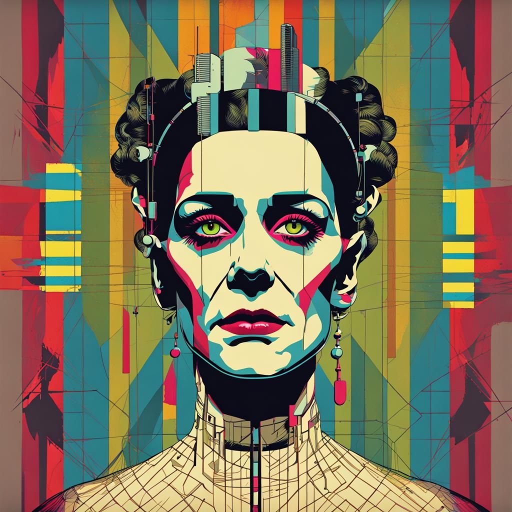 Bride of Frankenstein Singer in Pop Art Style