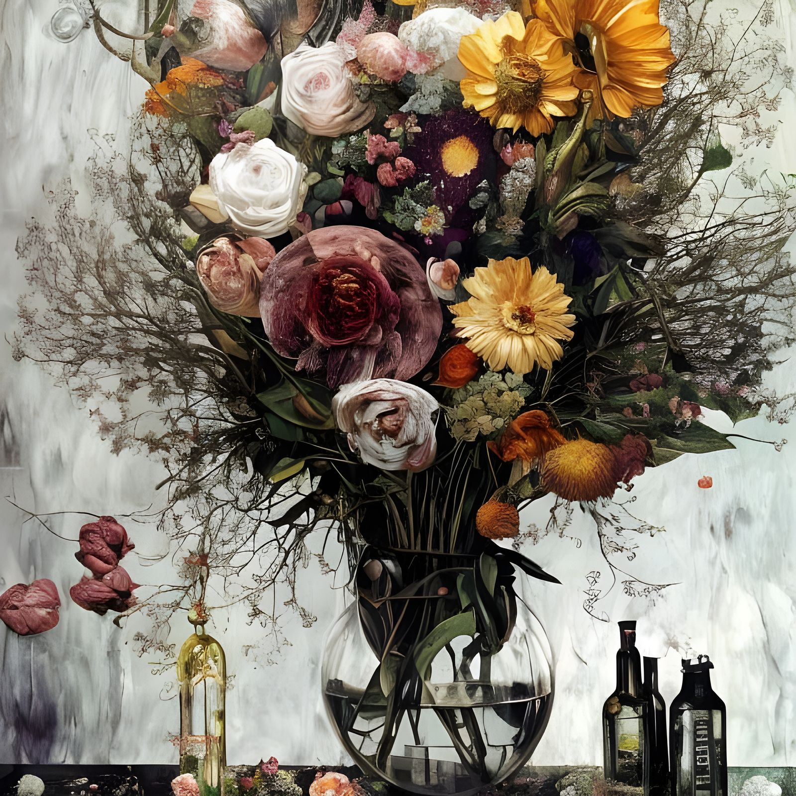 Elegant Floral Bouquet in Detailed Digital Painting