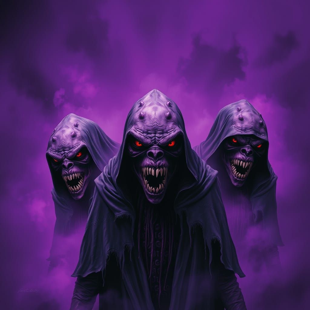 Terrifying Purple Monsters Emerge from Eerie Fog