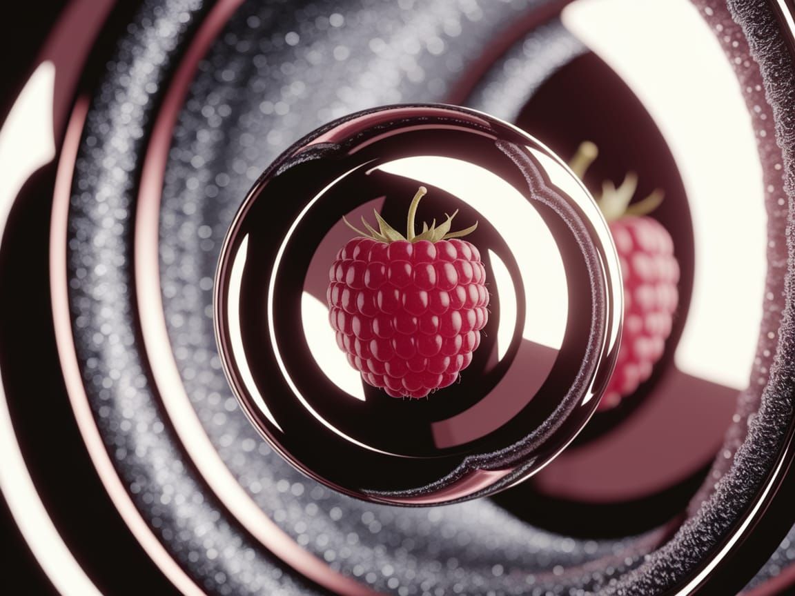 Glossy Red Raspberry in Modern Abstract Style