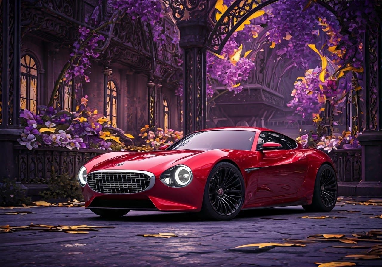 Volvo P1800 Zagato Concept in Enchanted Art Nouveau Village