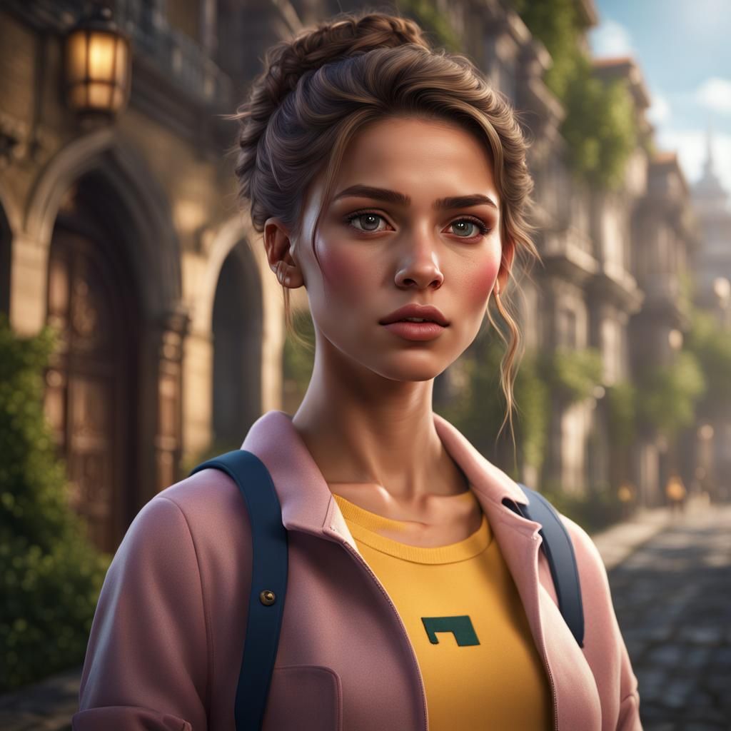 Beautiful Brazilian Teen in Preppy Clothes