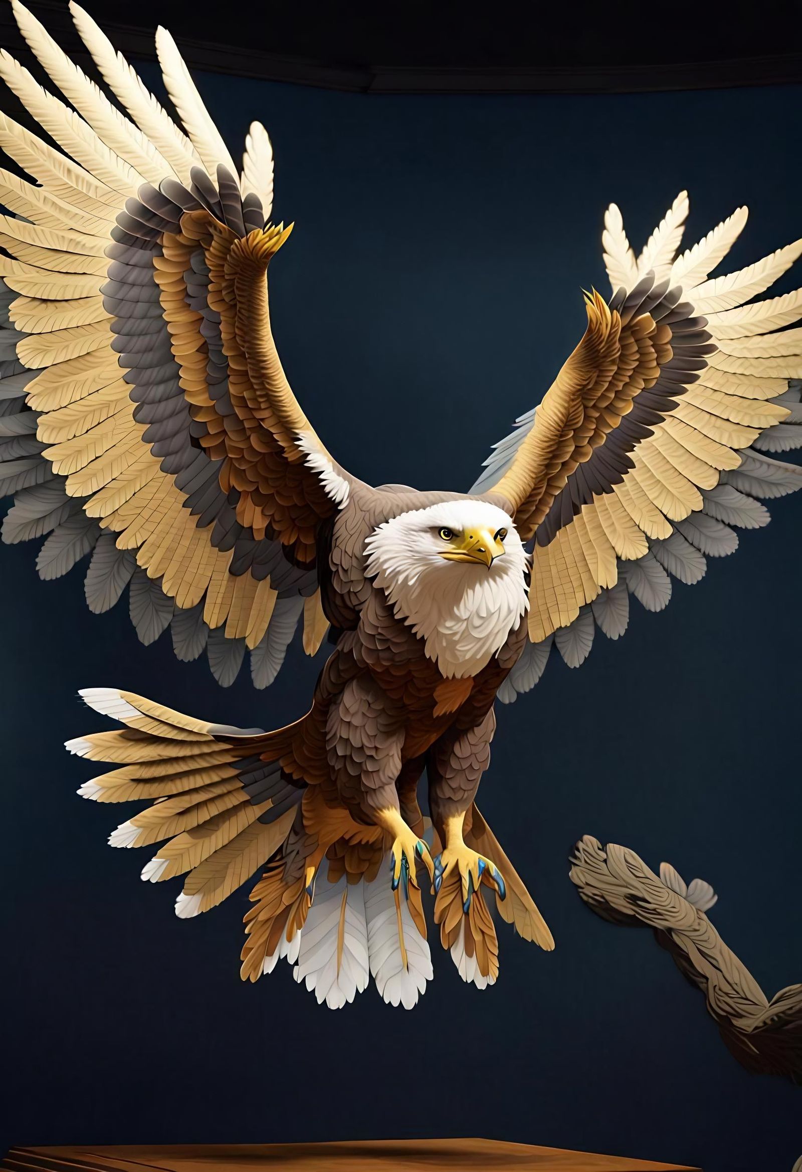 American Eagle Portrait in Hyperdetailed Ukiyo-e Style