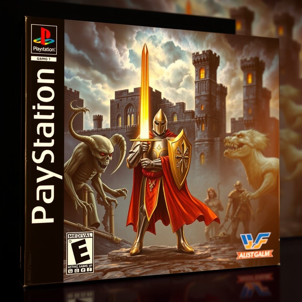 Fantasy Game Cover in 90s PlayStation Style