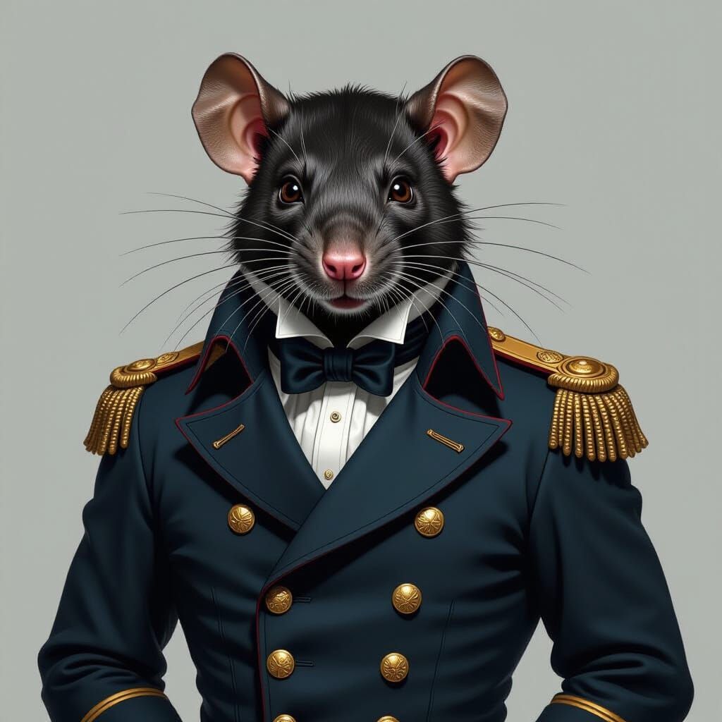 Anthropomorphic Rat Captain in Realistic Style