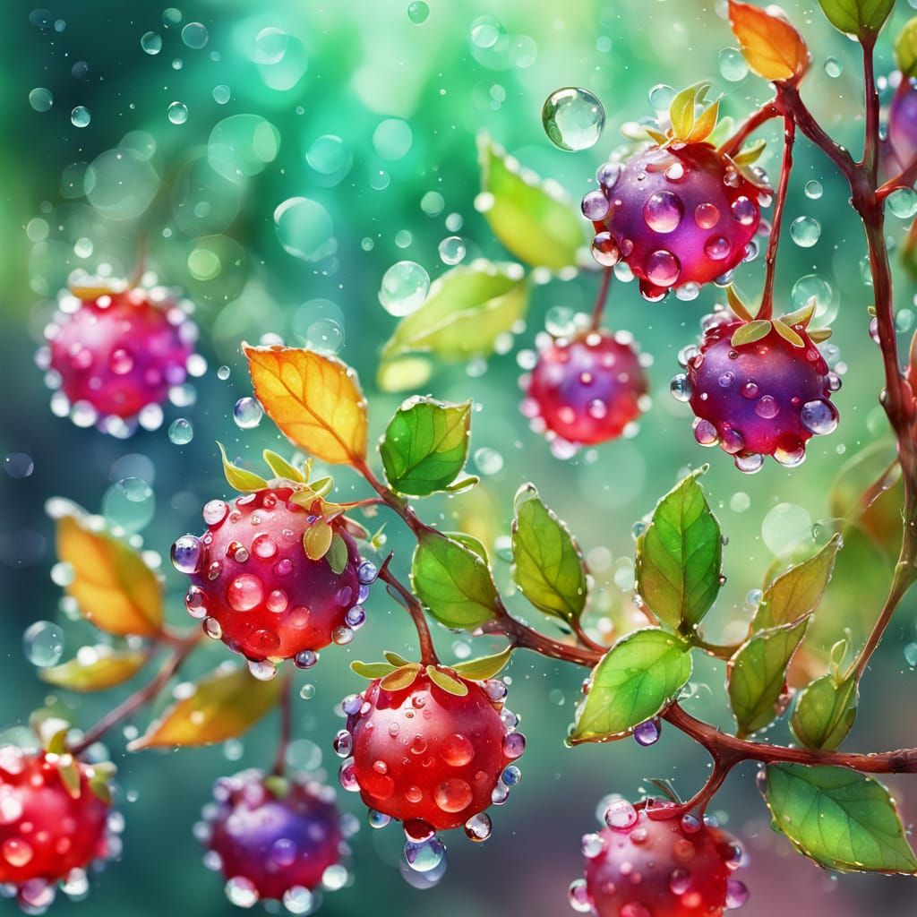 Magical Glowing Berries in Vibrant Fauvist Style