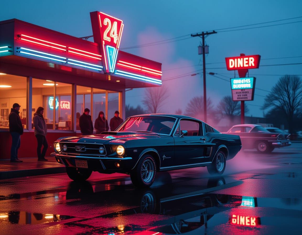 1960s Muscle Car at Neon Diner