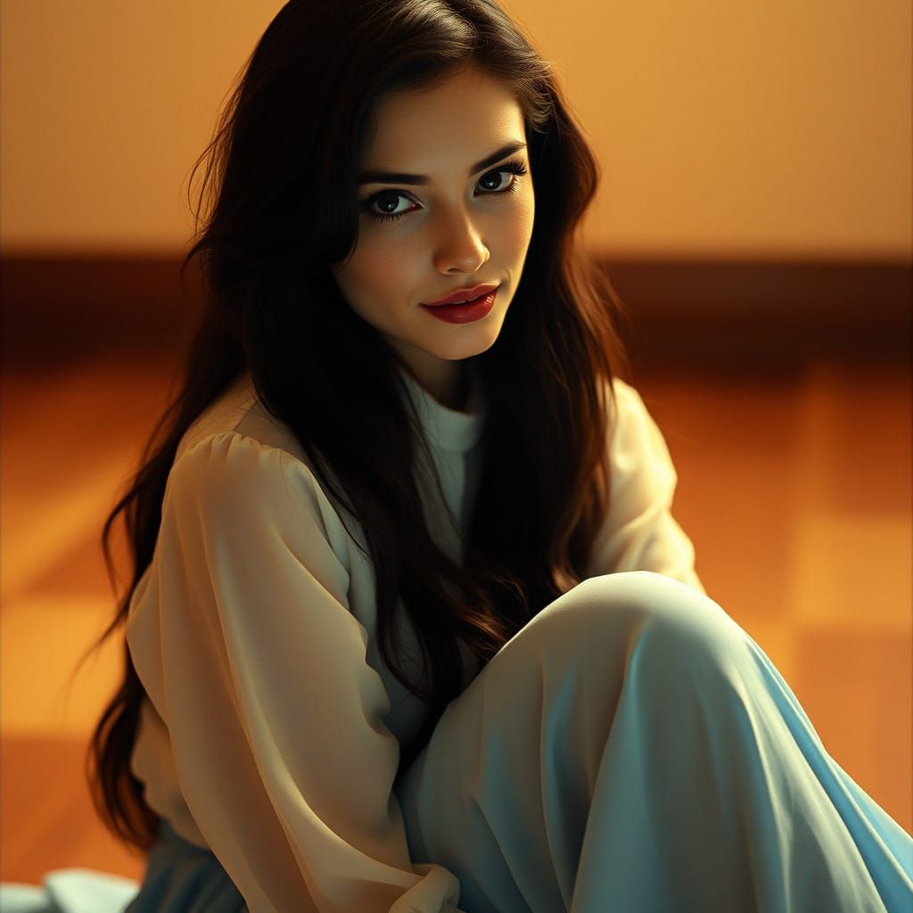 Woman in Elegant, Cinematic Portrait