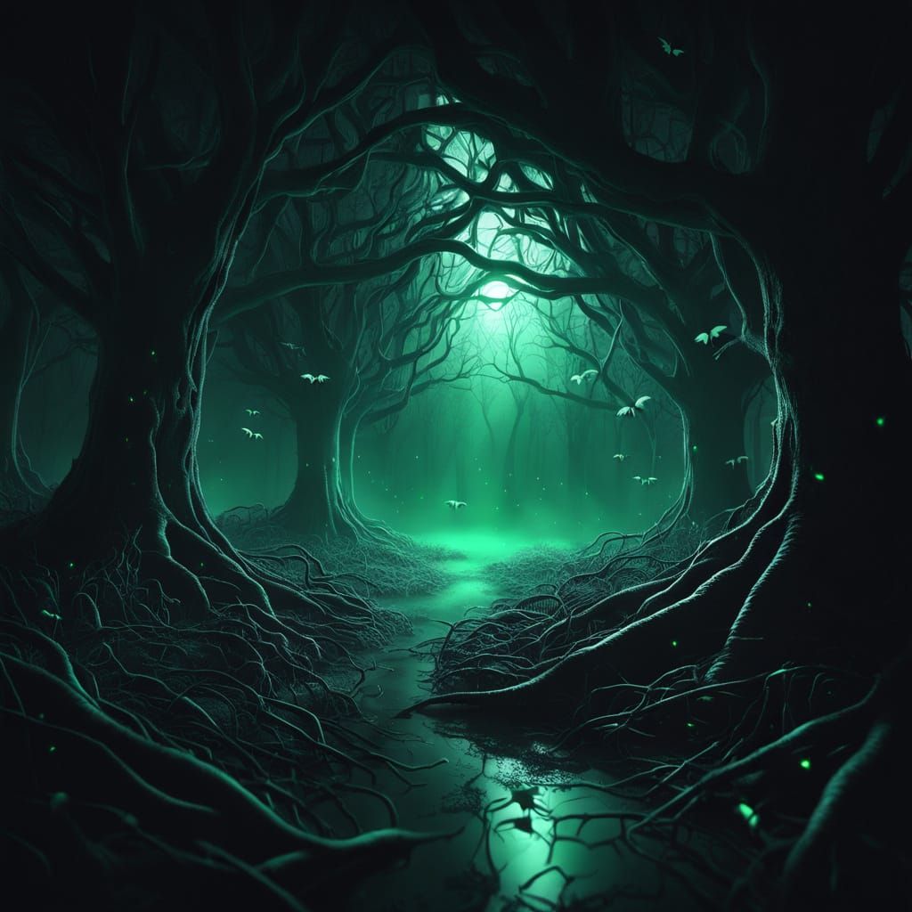 Ethereal Swamp in Brutalist Style