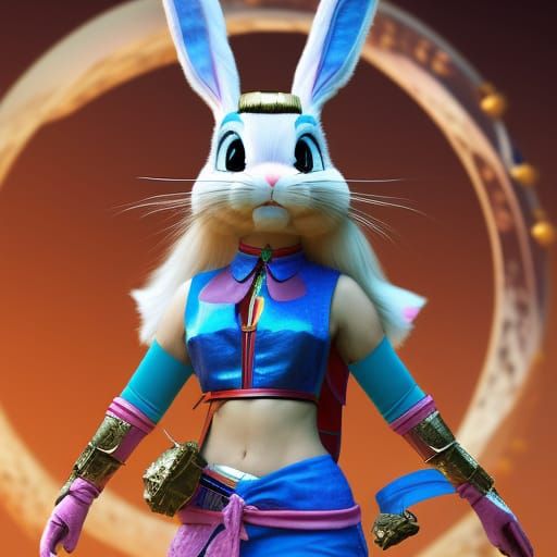 Lola Bunny as Samurai in Japanese Anime Style