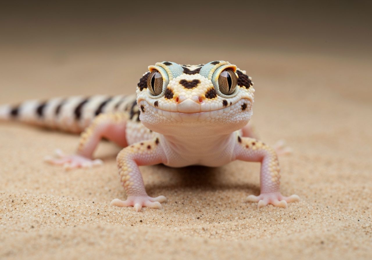 Albino Gecko Studio Portrait