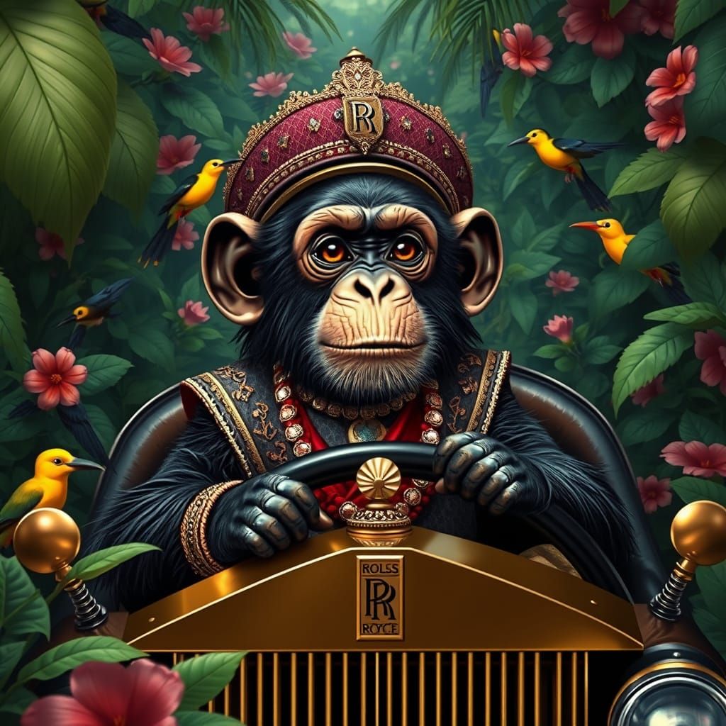 Baby Chimpanzee Maharaja in Lush Jungle